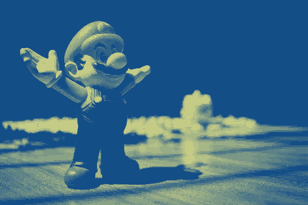 Une image stylisée de Mario, le personnage iconique du jeu du même nom